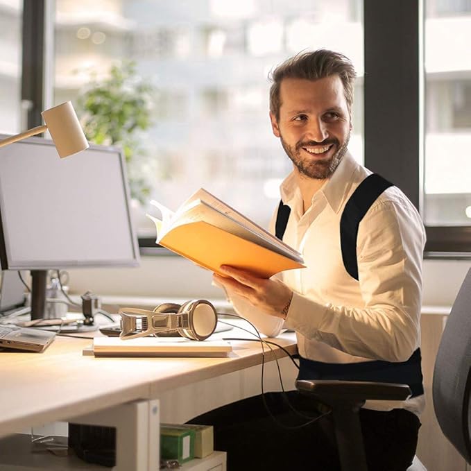 Thoracic Back Brace Posture Corrector - Magnetic Support for Neck Shoulder Upper and Lower Back Pain Relief - Perfect Posture Brace for Cervical Lumbar Spine - Fully Adjustable Belt (Black, Small)