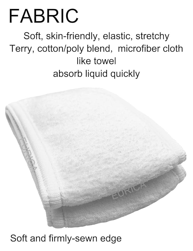 EUICAE Spa Headband Hair Wrap Sweat Headband Head Wrap Hair Towel Wrap Non-slip Stretchable Washable Makeup Headband for Face Wash Facial Treatment Sport Fits All White (White)