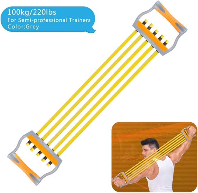 TOCO FREIDO Chest Expander | Arm Training, 5 Tubes Ajustable Arm Strength Trainer, Exercise Resistance Bands for Home Fitness Muscle Training Body Building