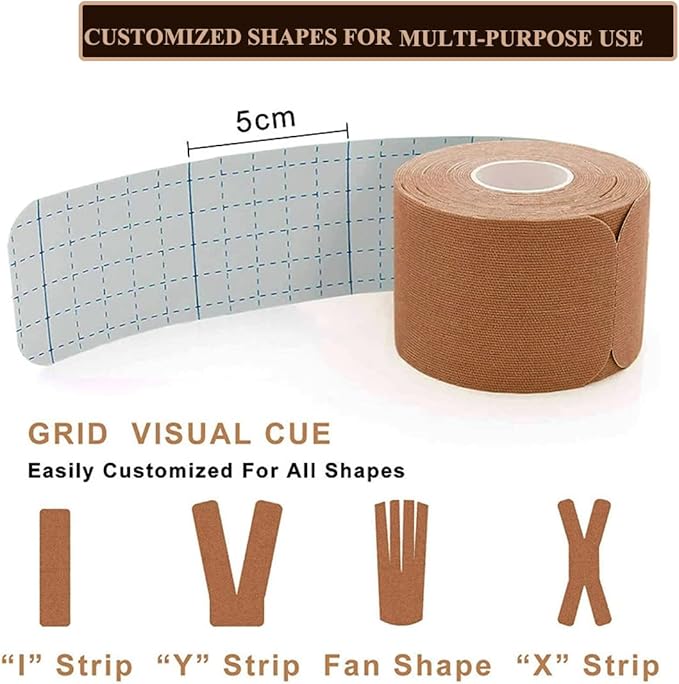 Kinesiology Tape Precut, Athletic Sports Tape Adhesive for Muscles Ankle Neck Knee Shoulder Promotes Recovery and Providing Support, Total 60 Precut Strips(Skin Color)