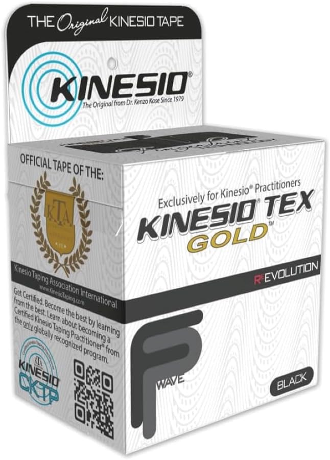 Kinesio Taping - Elastic Therapeutic Athletic Tape Tex Gold FP - Black – 2 in. x 16.4 ft