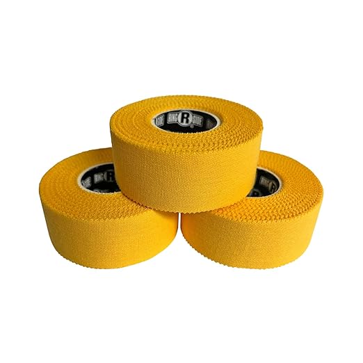Ringside 1" Athletic Trainers Tape, Cotton Kinesiology Tape for Combat Sports, Adhesive, 30 Foot Rolls, Gold, 3 Pack