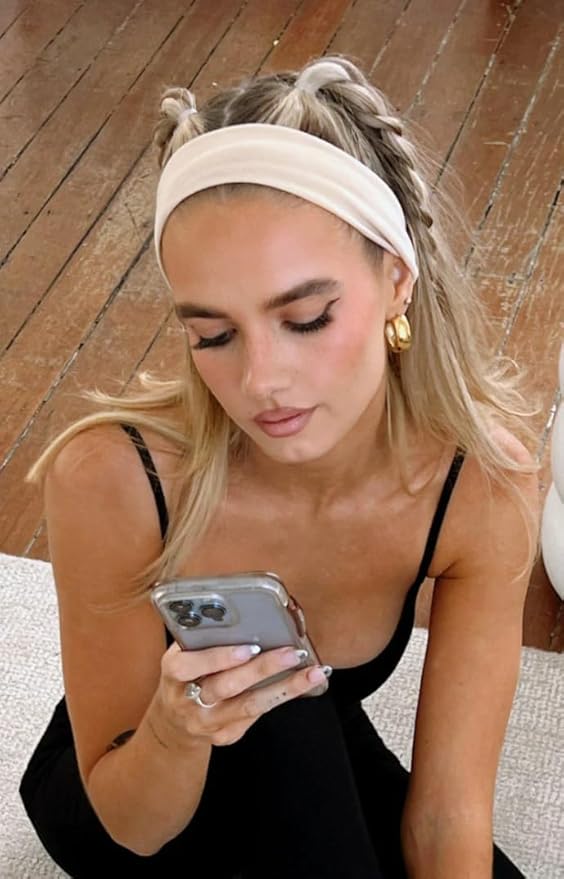 Elastic Non-Slip Soft Cloth Fabric Women's Headbands 16 Pack - Yoga, Running, Sports Hair Accessories in Black, Brown, Beige, Thick