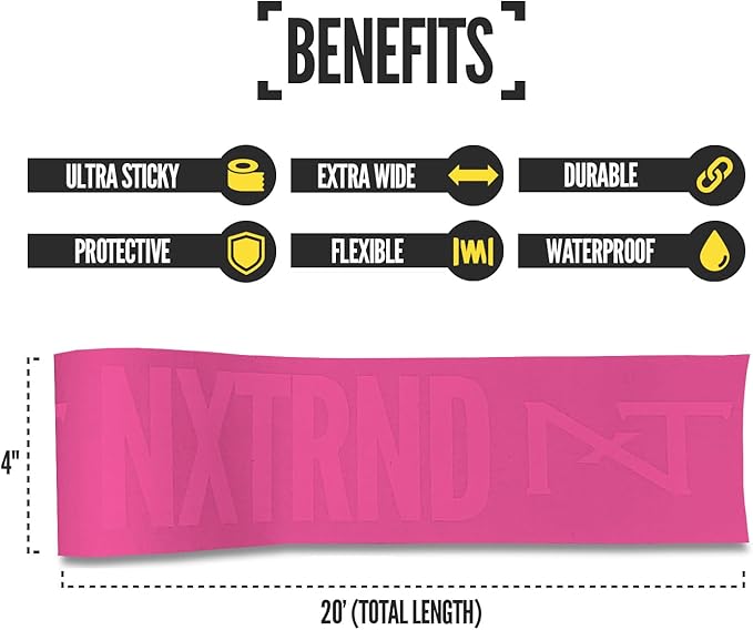 Nxtrnd TRF Turf Tape Football, Extra Wide Kinesiology Tape, Protects from Turf Burn (Pink)