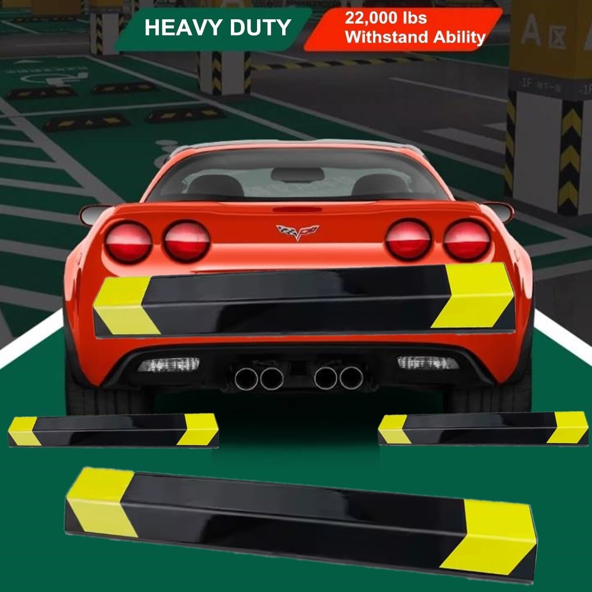 2 Pack 18" Parking Aid for Garage Heavy Duty, Car Parking Stopper for Garage, Parking Aids Protects Car, Parking Stopper Easy to Install (2 Pack 18" L x 1.25" H)