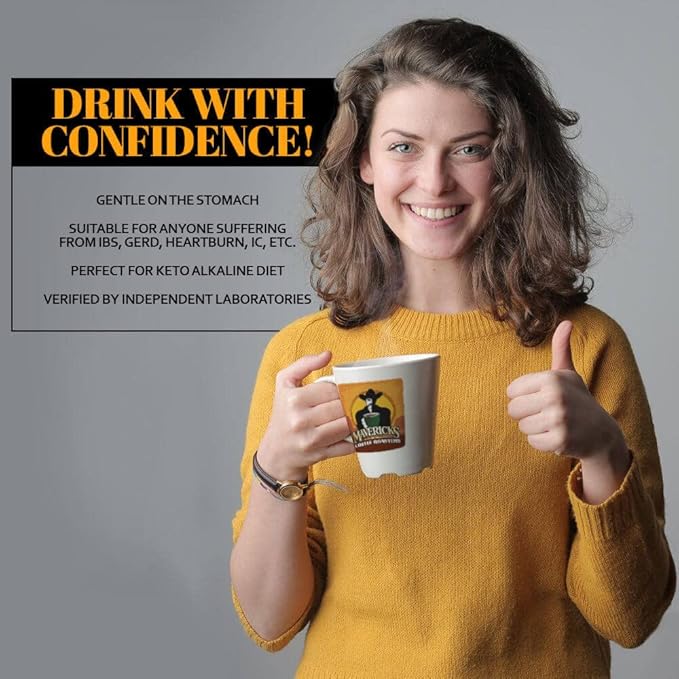 Mavericks Low Acid Coffee - Midnight Ride Blend - Organic and Non-GM0 (Coffee Ground) 16 oz - Bold and Smooth Dark Roast with 90% Less Acid - Safe for GERD and Keto Diets