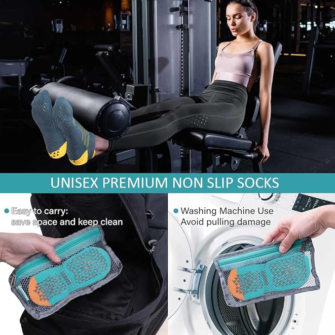 Hylaea Unisex Non Slip Socks with Grip for Yoga, Hospital, Pilates, Barre | Ankle, Cushioned