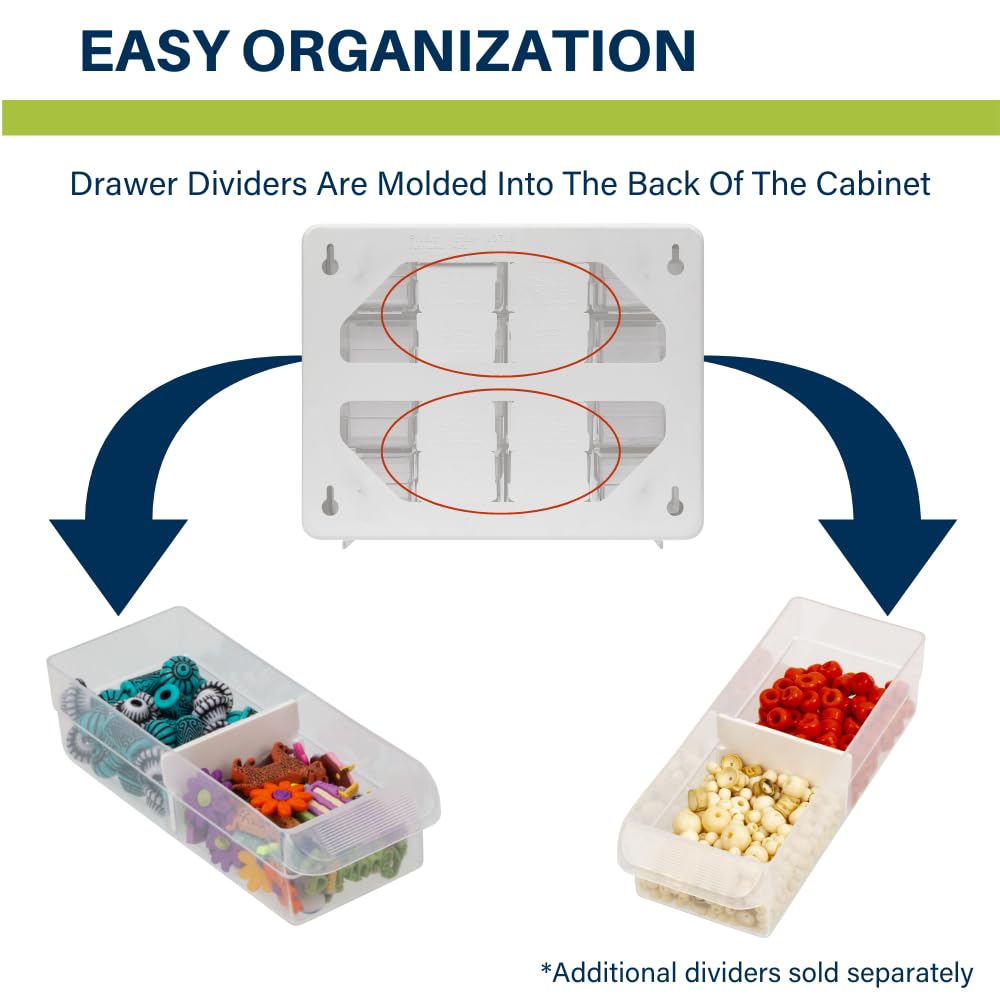 Akro-Mils 16-Drawer Plastic Drawer Storage Cabinet for Garage Organization, Beads, Makeup Organizer, Building Bricks Storage, Teacher Toolbox, 10-1/2-Inch W x 6-1/2-Inch D x 8-1/2-Inch H, 10116 White