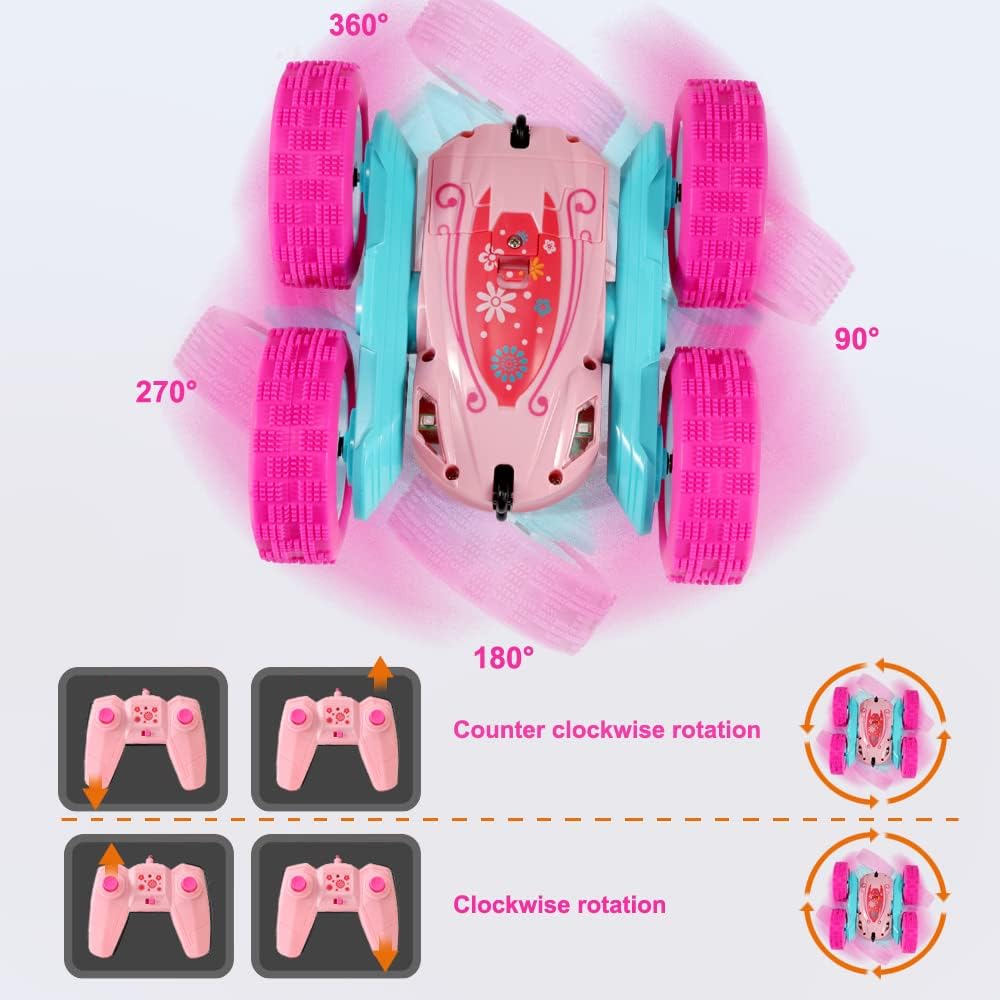 FREE TO FLY Rc Stunt Cars: Double Sided 360°Flip Rotating 4WD Race Car Toy for Outdoor & Indoor for 6 7 8 9 10 11 12 Year Old Girls Boys Birthday Gift for Kids Ages 6+