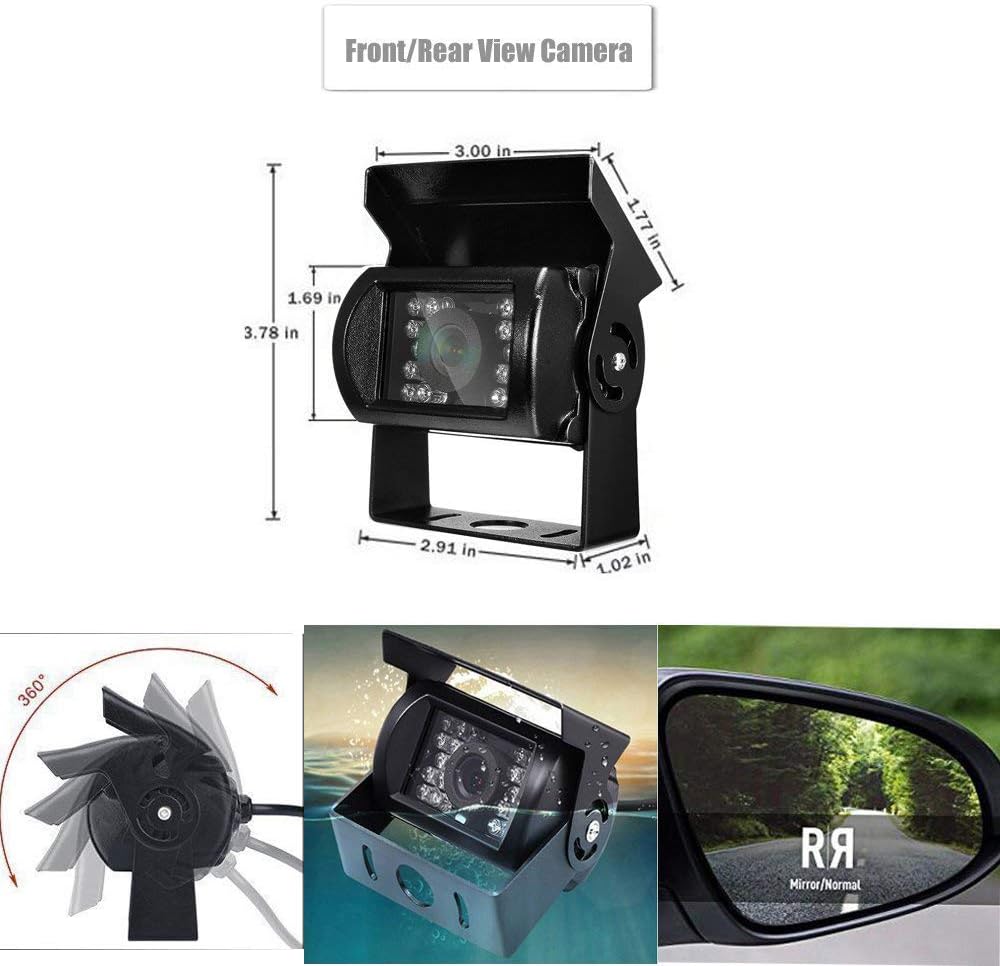 Backup Camera Kit 7 inch 4-Spilt Monitor Rear View Cameras with IP 67 Waterproof 18 IR Night Vision Car Camera for Tucks, RVs,Trailers,Bus,Vans + 4pcs 10m/393.7inch Cables