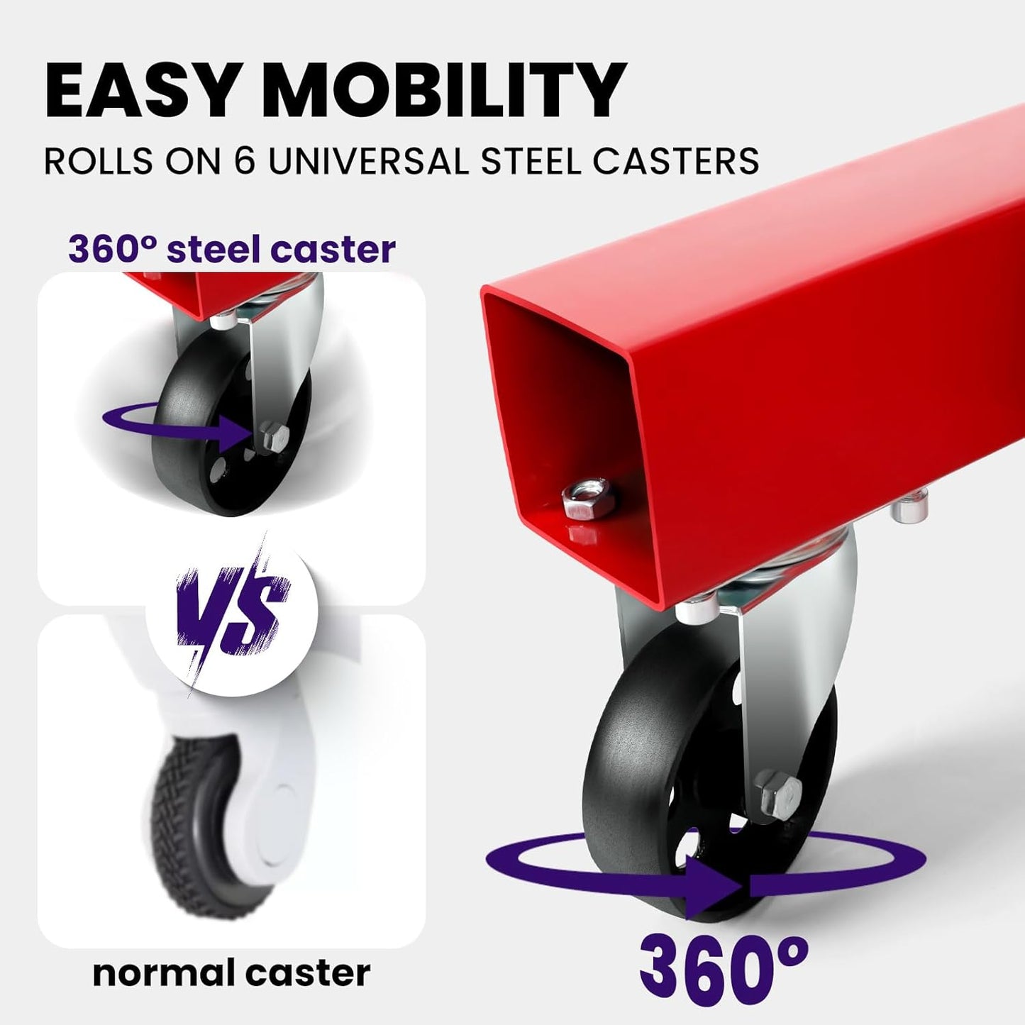 RQR Engine Hoist 2 Ton, Hydraulic Cherry Picker Engine Lift Crane with Leveler, Foldable Shop Crane with Adjustable Boom & 6 Caster Wheels, Heavy Duty Motor Hoist for Garage Engine Jack Lifting