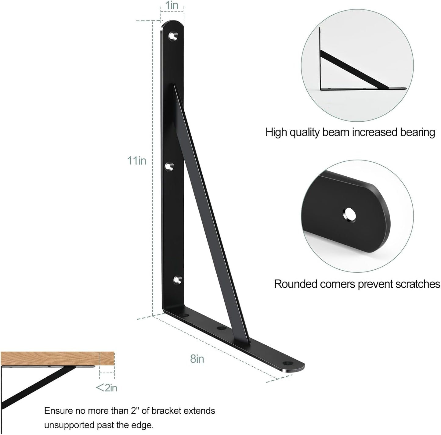20 Pack L11 x H 8" Black Heavy Duty Shelf Brackets with Screws Metal Shelf Brackets Shelf Support Angle Brackets for Shelves L Brackets Heavy Duty Floating Shelf