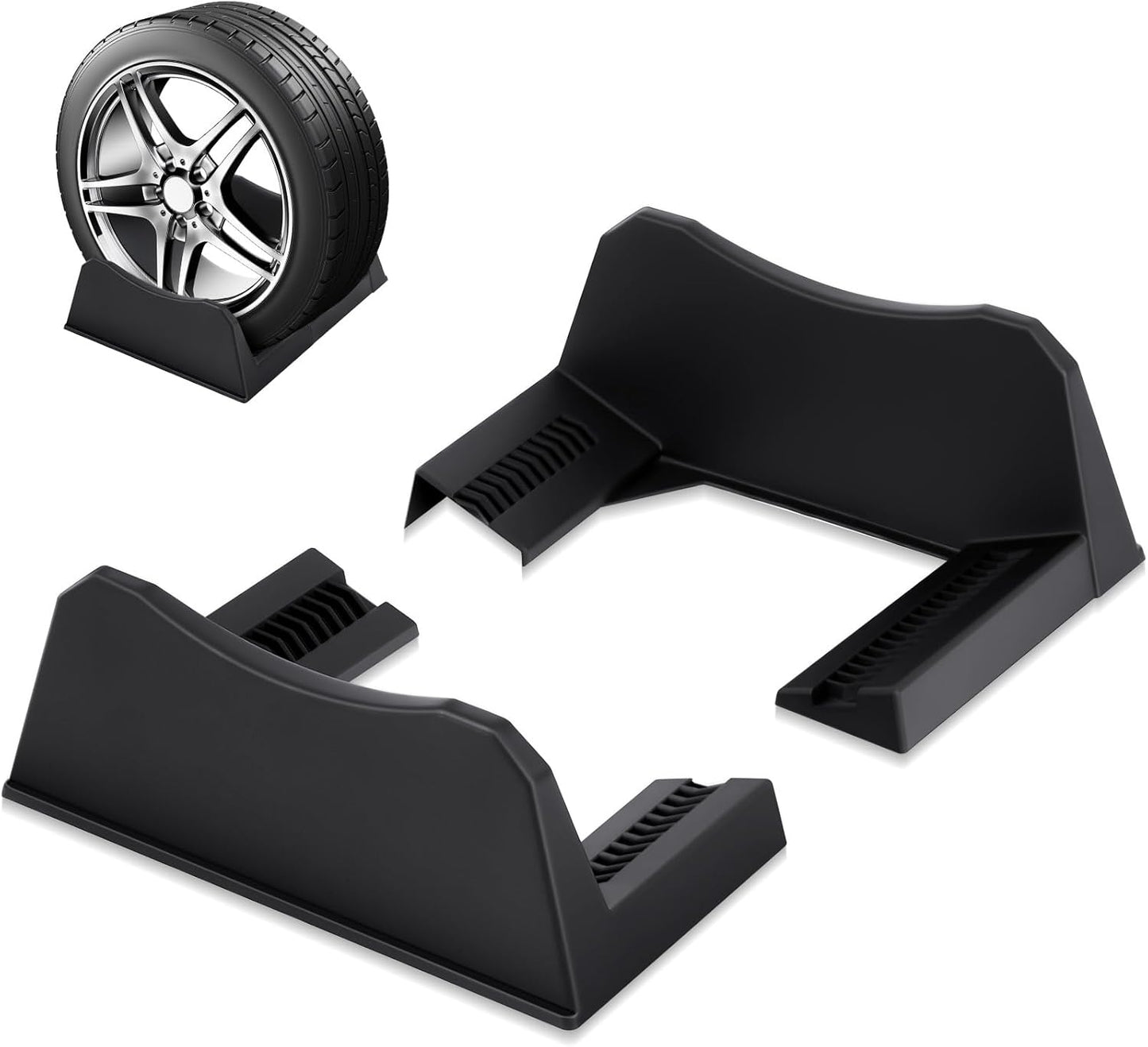 2 Pcs Car Tire Display Stand Wheel Display Rack Adjustable Width Rim Storage Wheel Rim Holder Tyre Stand Base Tire Tray Base for Exhibition Shop Garage Trade Show, Black