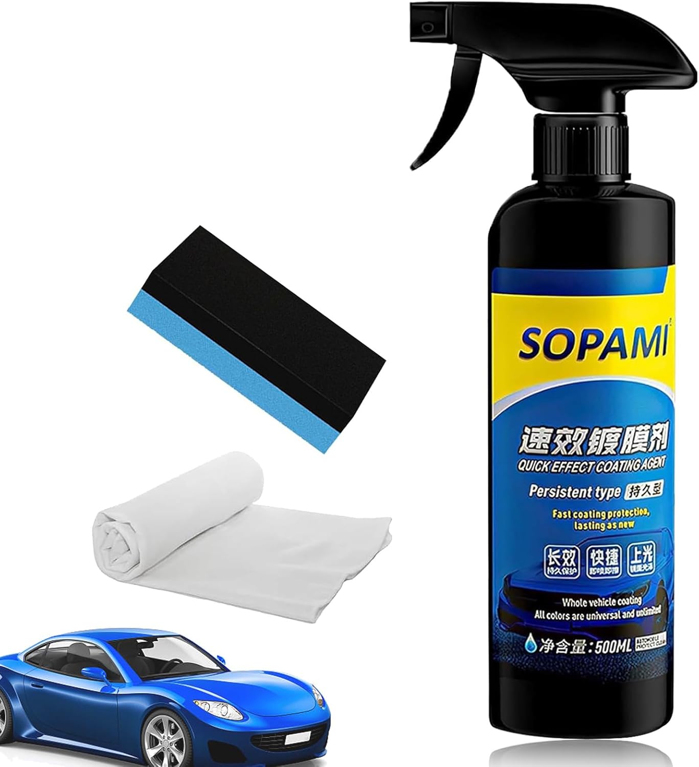 Car Coating Spray, Quick Effect Coating Agent, Quickly Coat Car Wax, Car Scratch Wax Polish Spray Waterless Wash, Easy to Use