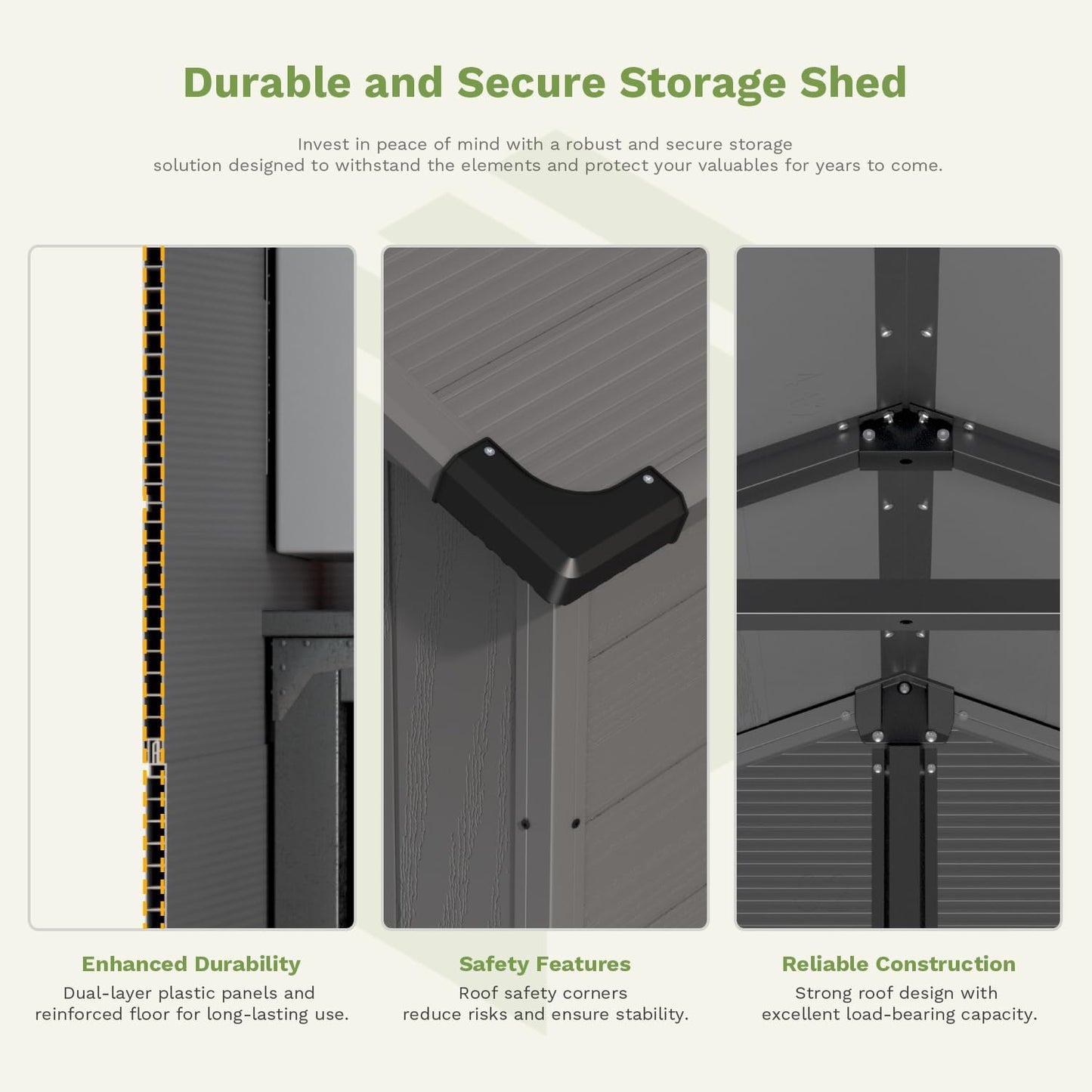 Patiowell 6 x 6 FT Plastic Outdoor Storage Shed with Floor, Resin Outside Tool Shed with Two Windows and Lockable Door for Garden, Backyard, Tool Storage Use, Easy to Install, Dark Grey