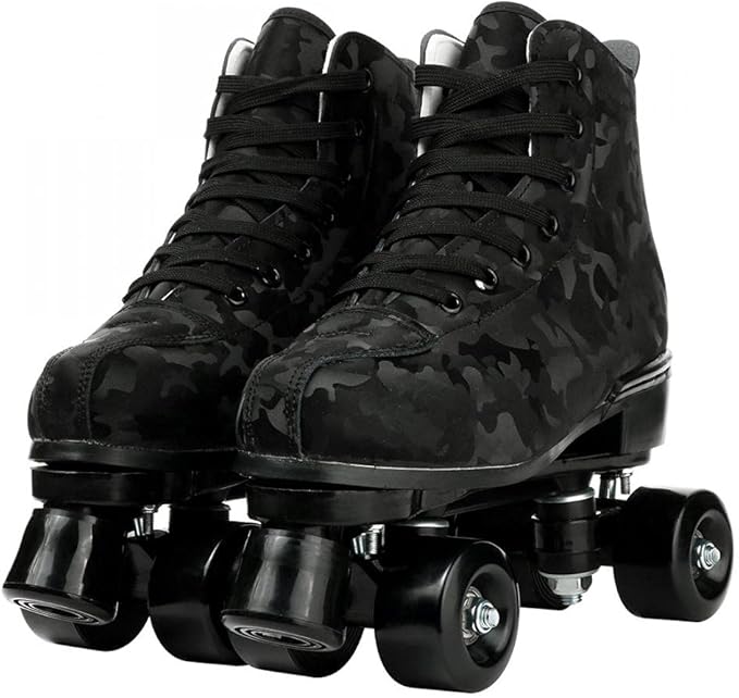 Roller Skates for Women and Men Cowhide High-Top Shoes Classic Double-Row Roller Skate Four-Wheel Roller Skates for Men Girls Unisex Christmas