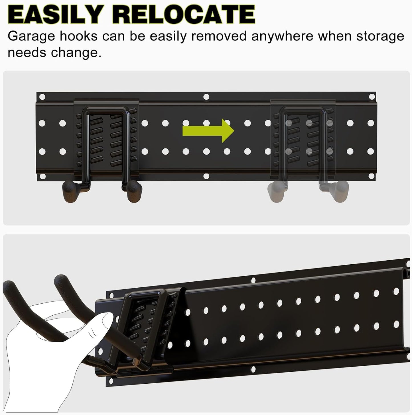 Garage Tool Organizer Wall Mount 49.5inch with 9 Hooks Ski Rack for Garden Shovel Holder Garage Wall Organizer Wall Mount Tool Holder for Rack Shovel Shed(Black)