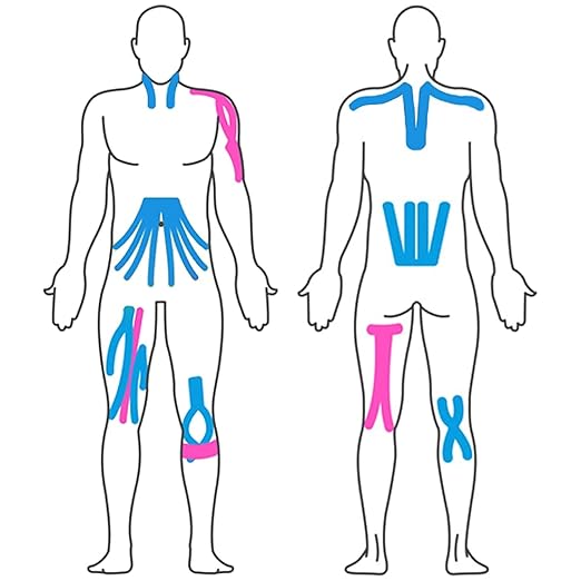 Effekt Manufaktur Kinesiology Tape Waterproof (16 ft x 2 in), 2 Rolls - Elastic Physio Tape for Muscle Support and Injury Recovery, Medical Tape, Kinetic Tape, Durable Kinesthetic Tape (Blue + Pink)