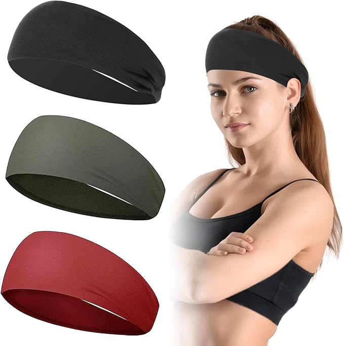 Sports Headbands for Women, Moisture Wicking Workout Headband, Stylish Comfortable and Stretchy Non Slip Headband, Sports, Yoga, Running Essentials for Women, Sweat Absorption and Quick Drying