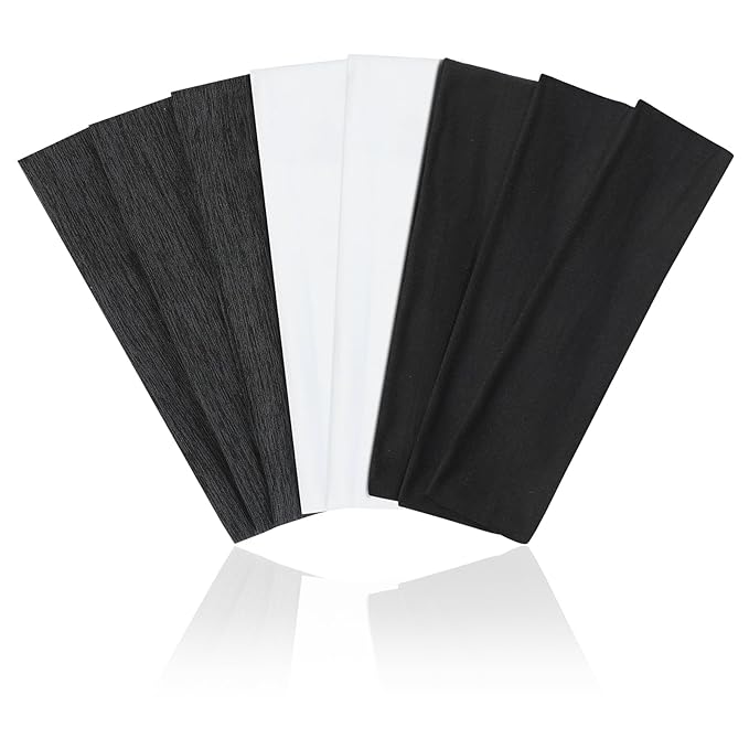 8 Pack Sport Headbands for Women, Elastic Soft Fabric Non-Slip Hair Bands Hair Warp for Daily Workout Yoga Running Sports