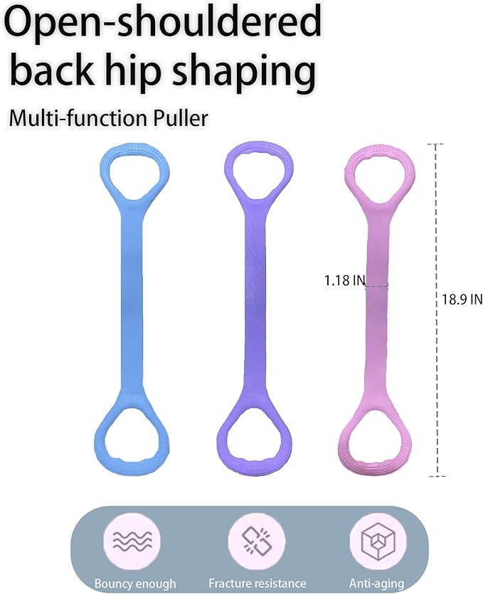 Figure 8 Fitness Resistance Band, Elastic Bands for Working Out,Arm,Back Training Elastic Ropes, Exercise Equipment for Yoga, Pilates,Physical Therapy,Stretching（3 Pack）