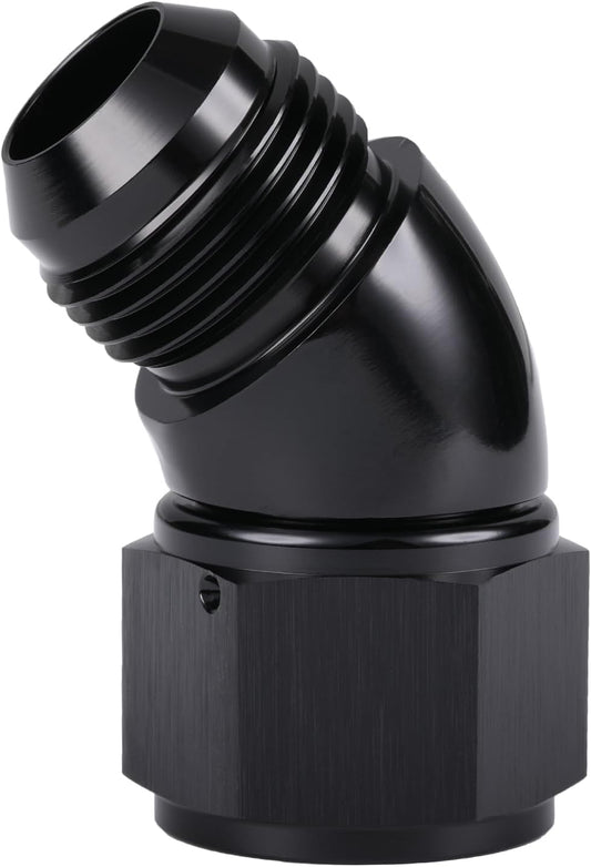 45 Degree 16AN Male to 16AN Female Swivel Full Flow Fitting Adapter Coupler Aluminum Black