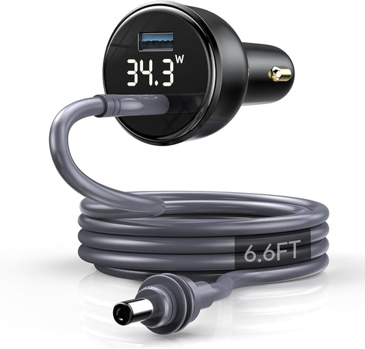 QUIDDITY Starlink Mini Car Adapter DC Power Cable + Cigarette Lighter Adapter 12V-24V with Digital Display, Water-Resistent Car Charging Cord with USB Type-C Port Starlink Mini Accessories(2M/6.5FT)