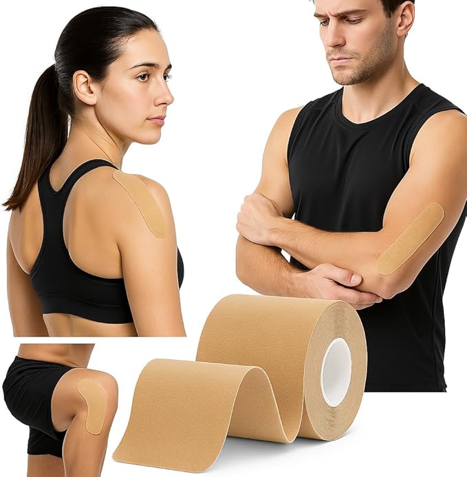 Kinesiology Tape Knees Pre-Cut 20 Inch, Muscle Tape, Athletic Tape for Injuries, Waterproof Roll, Sports Tape for Pain Relief, Physical Therapy Kinetic Tape for Knee, Shoulder, Back, Ankle, Foot