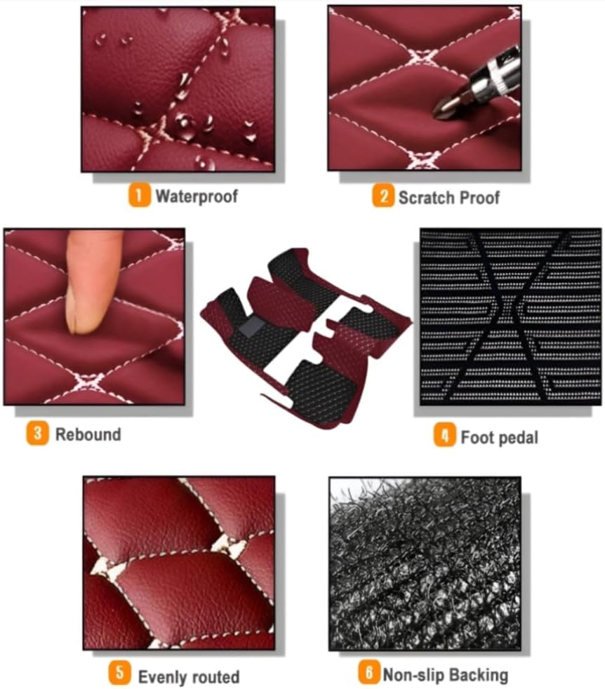 Add Personal Touch to Your Vehicle with IMEISH Customizable Logo Text Car Mats for 99% of vehiclesPads Protection Non-Slip Leather Floor Liners (Orange)