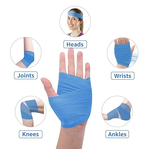 Dimora Pre Wrap Athletic, 4 Rolls Prewrap Headband for Hair, 120 Yards Foam Underwrap Athletic Tape, Best Padding for Underneath Sports Tape, 2.75 Inches x 30 Yards - Blue