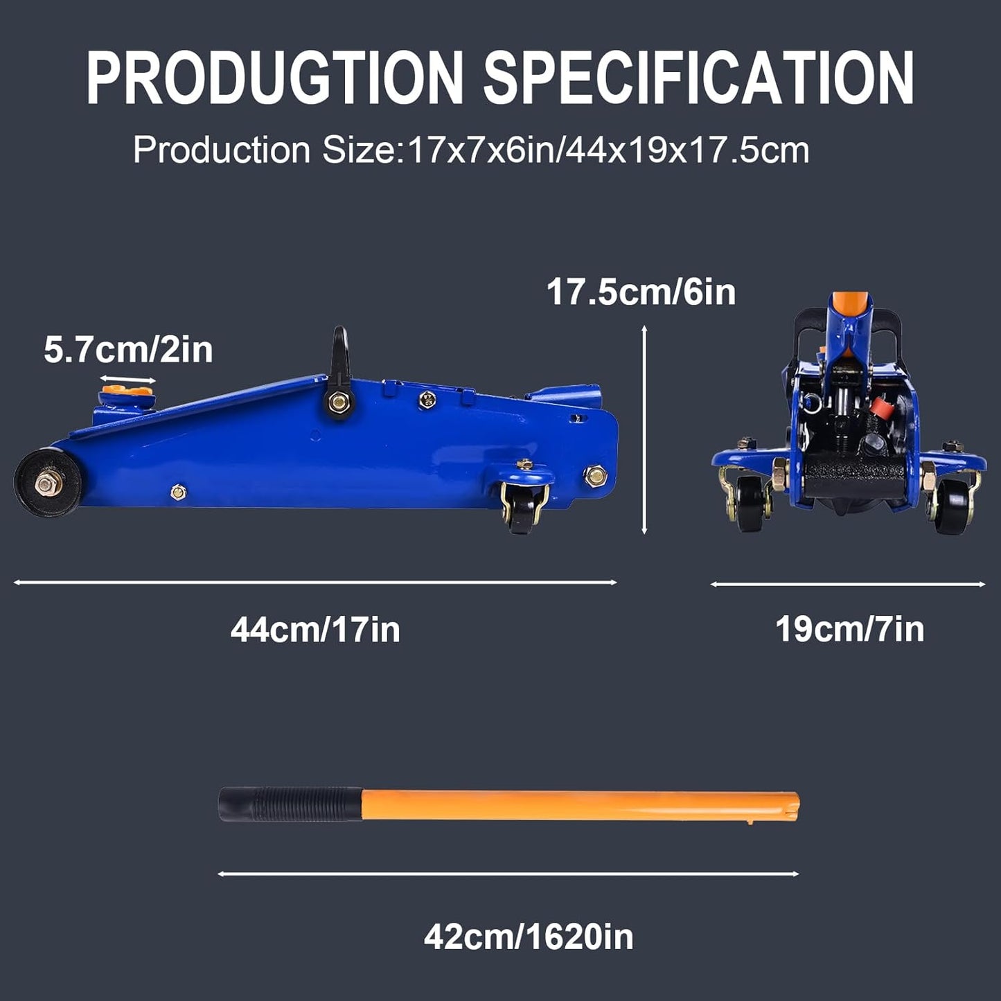 Hydraulic Floor Jack, 2 Ton (4400 lb) Portable Car Jack Lift for Auto Repair,Blue