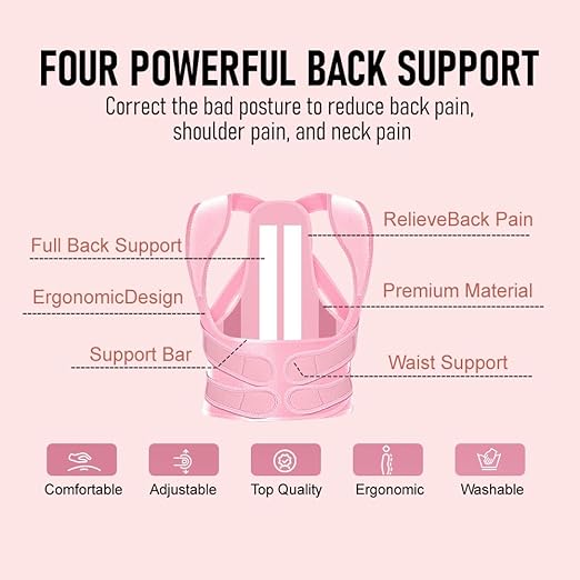 Premium Adjustable Back Brace Posture Corrector for Women and Men - Effective Straightener for Scoliosis, Hunchback Correction, Lower Back Pain Relief, Spine Alignment, and Posture Training (Small)