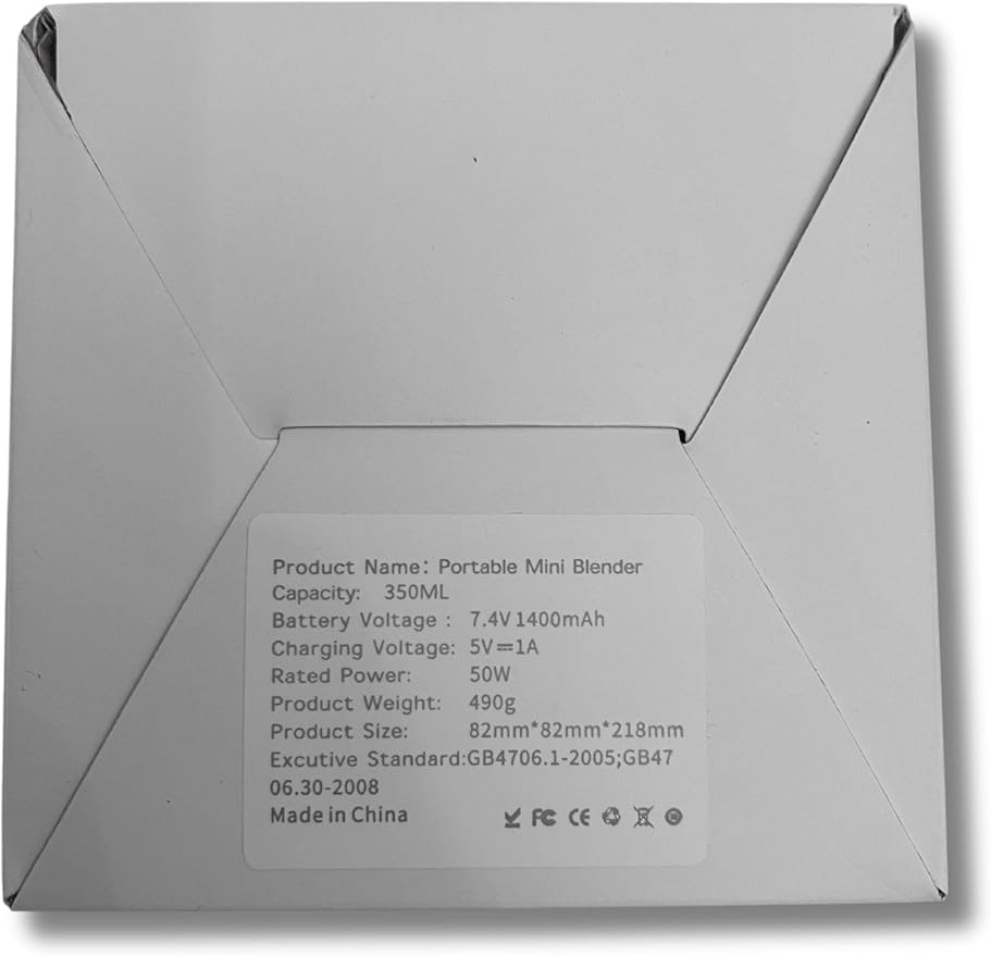 Personal Size Blender, Fresh Juice Portable Blender for Smoothies or Shakes, Personal Mixer, Portable Blender, Wireless USB Rechargeable Fruit Blender for Sports, Camping, Fitness. (White)