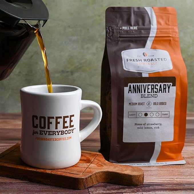 Fresh Roasted Coffee, Anniversary Blend, 12 oz, Medium Roast, Kosher, Whole Bean