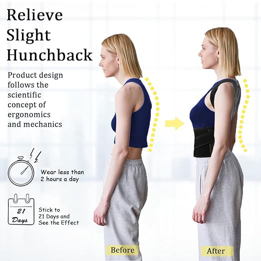 Posture Corrector for Women and Men, Back Brace Adjustable Back Straightener Support for Upper Back XL(37"-42")