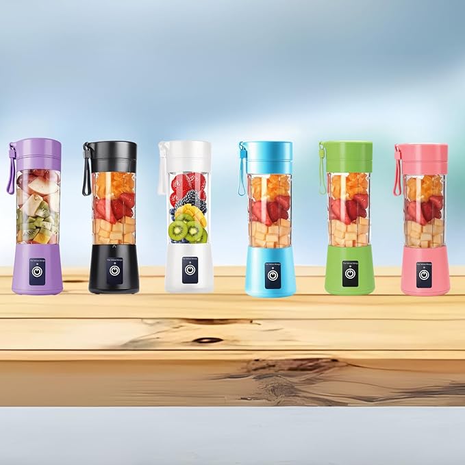 Portable USB Blender for Shakes and Smoothies – 380ml Personal Size, Rechargeable Juicer Cup, 6 Blades, 2000mAh Battery, Mini Travel Blender for Protein, Baby Food, Juice (Purple)