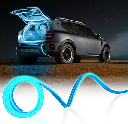 Car LED Strip Light For Trunk, 158Inch IP67 Silicone Waterproof Neon Light Strip Embedded, Flexible Cutting Universal Auto Interior Lights(Ice Blue)
