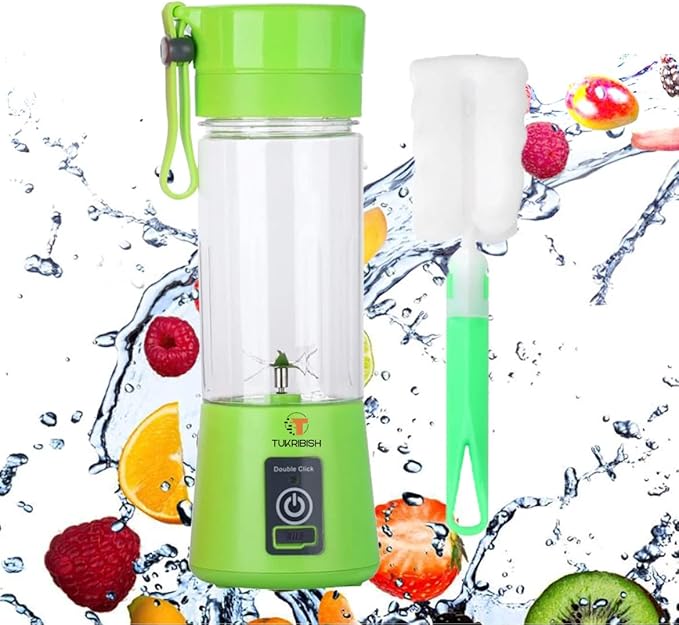 Portable Blender for shakes and smoothies, Cordless Personal Mini Travel Fruit Juicer Cup Mixer Electric Smoothie Blender Maker, 13oz Bottles, USB Rechargeable (Green)