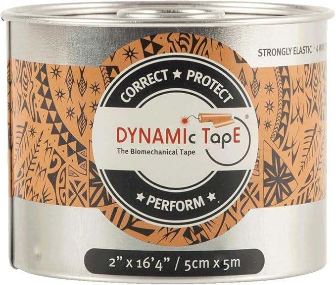 Dynamic Tape Original | Biomechanical Adhesive Tape | Physio Tape for Knee, Ankle, Shoulder, Leg, Muscle Support | Sports Tape for Football, Rugby, Ideal for Athletes | Beige & Black - 2" (6)