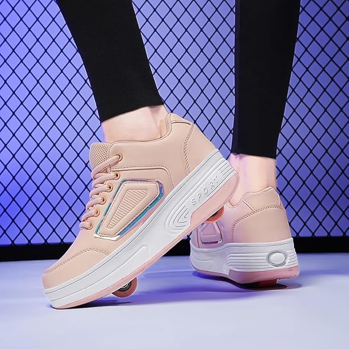 Wooowyet Roller Skate Shoes for Kids Boys Girls Rechargealbe Wheels Sneakers Fashion Roller Wheeled