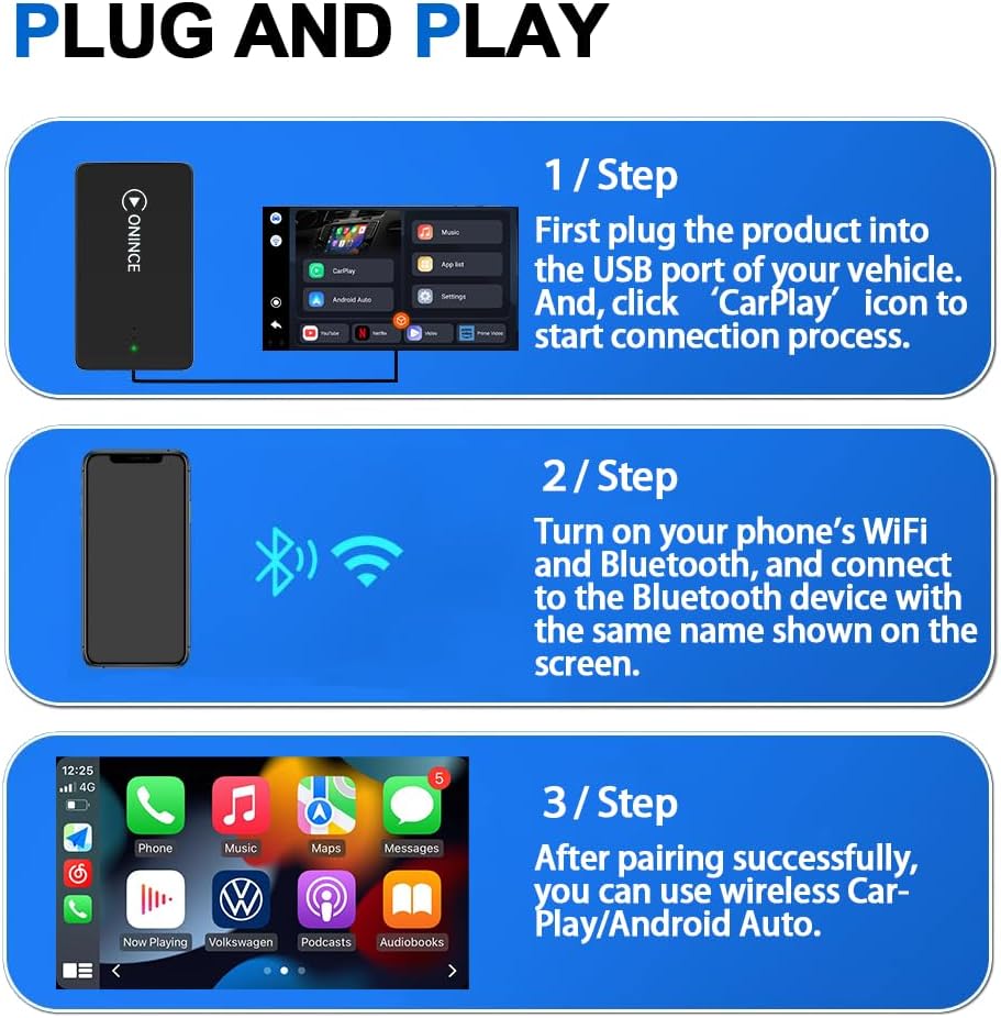 CarPlay Box Streaming Device for Car, Wireless CarPlay Adapter & Android Auto Wireless Adapter with Netflix YouTube Disney+ Prime Video, for Factory Wired CarPlay Cars