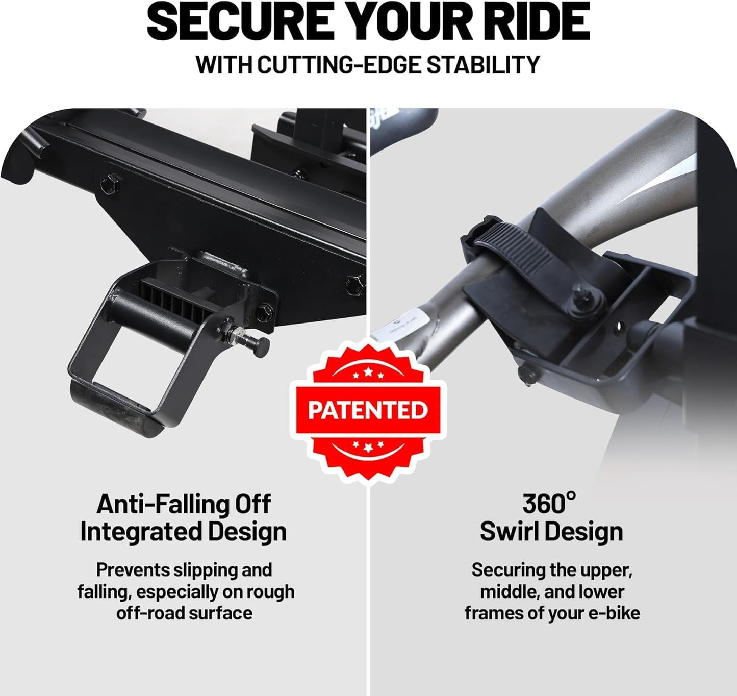 200 lbs E-Bike Rack Hitch Mount Platform Style for Cars Trucks SUVs Vans RVs, Easy Fold with One Hand, fits Bikes with Up to 5-inch Fat Tire