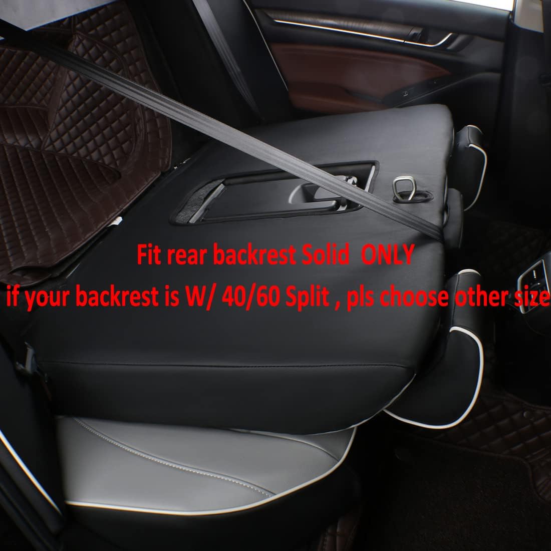 EKR Accord Seat Covers for Cars Honda Accord LX 2018 2019 2020 2021 2022(Rear Row W/Solid Backrest),Leather Seat Covers,Automotive Seat Covers,Car Seat Protector,Leather(Black)