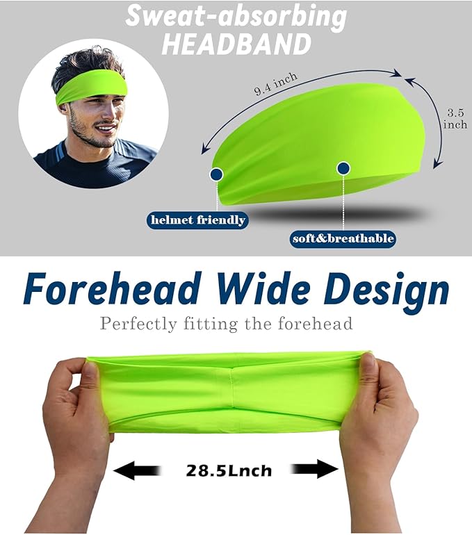 Headband for Men & Women, Sweat Wicking Sports Sweatband Headbands, Workout Running Training Yoga Basketball Hairband
