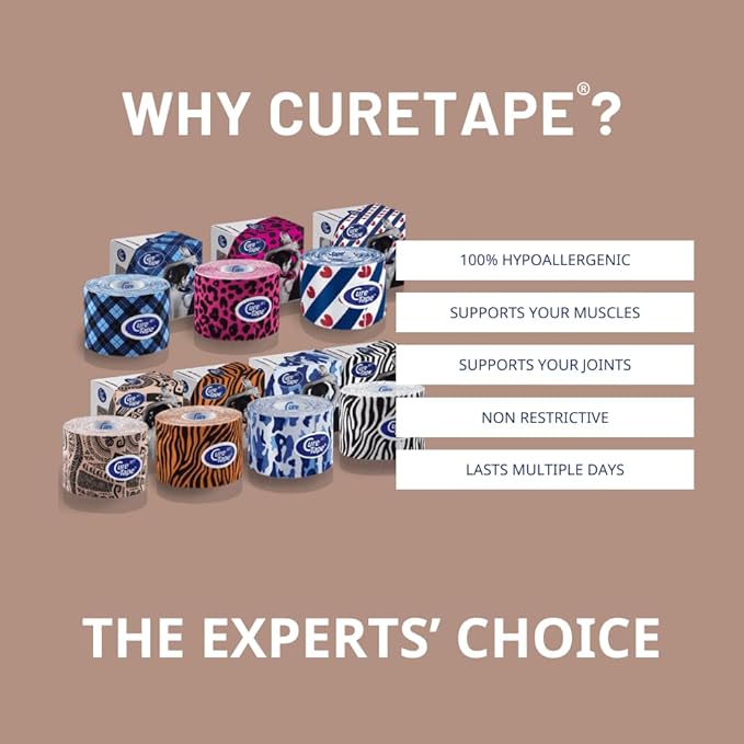 CureTape Art | Kinesiology Tape For Body Pain | Elastic Therapeutic Tape | Waterproof Athletic Tape | Long-Lasting Medical K Tape | Tattoo | (Pack of 1)