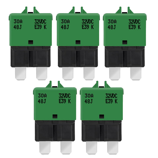 GLOSO Circuit Breaker Fuse E39 (T3) Manual Reset For Car Truck RV Automotive Marine Boat Trolling motor & Custom Wiring Audio battery protection/Low Profile ATC/ATO (30A - 5 Pack)
