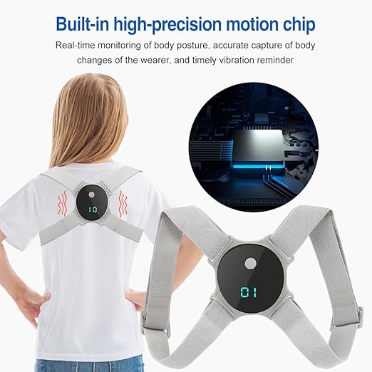 Smart Posture Corrector - Adjustable Upper Back Brace with Vibration Intelligent Posture Reminder, Posture Trainer for Kids, Help to Keep Right Posture (J3000)