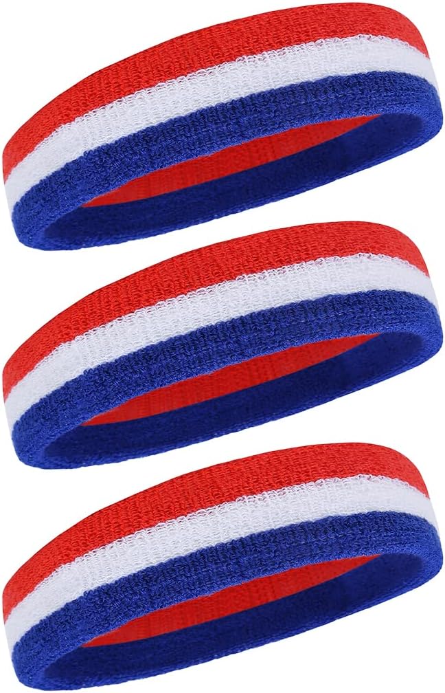 BEACE Sweatbands Sports Headband for Men & Women - Moisture Wicking Athletic Cotton Terry Cloth Sweatband for Tennis, Basketball, Running, Gym, Working Out