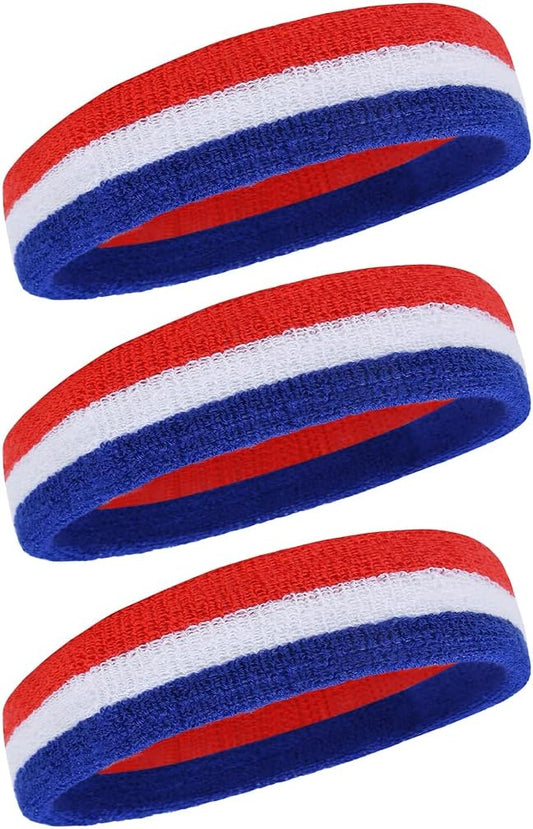 BEACE Sweatbands Sports Headband for Men & Women - Moisture Wicking Athletic Cotton Terry Cloth Sweatband for Tennis, Basketball, Running, Gym, Working Out