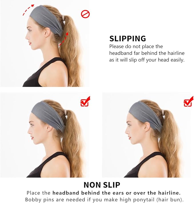 Dreamlover Workout Headbands for Women Athletic, Sweatbands, Sports Headbands for Exercise, 6 Pieces